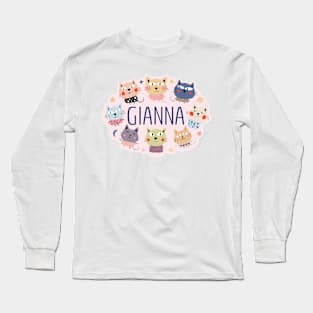 Gianna name with cartoon cats Long Sleeve T-Shirt